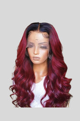 Burgundy Ombré HD Lace Wig Human Hair| Preplucked 13x4 HD Lace Frontal Wig| 180% Density - JadeLux